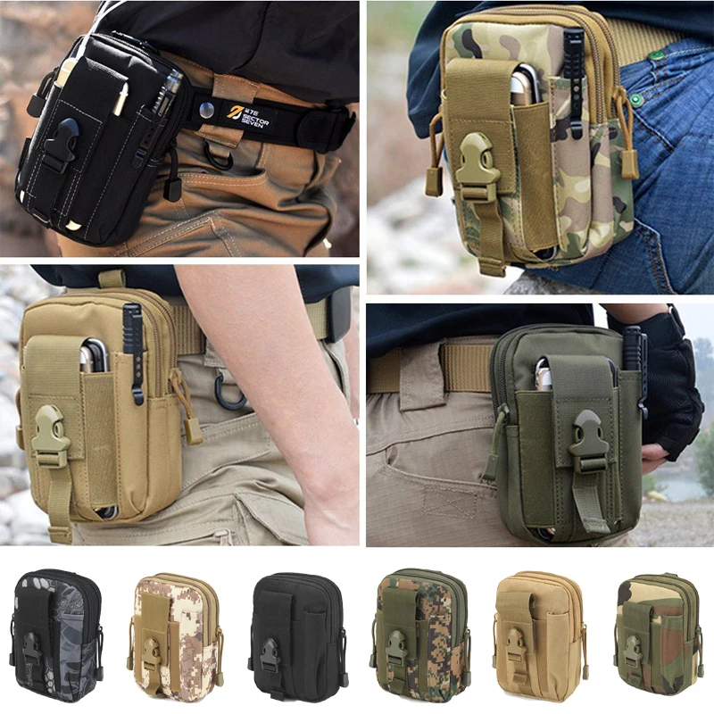 Torba Taktyczna na Pas Woodland Camo Outdoor Molle EDC Plecak Molle Męska Sportowa Turystyka Piesza Myślistwo Narzędzia Robocze Etui na Telefon Komórkowy