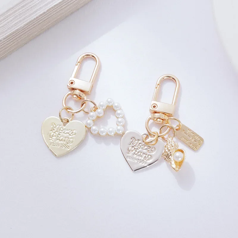 Porte-clés en métal, pendentif de clé en coquillage mignon, pendentif de sac ins