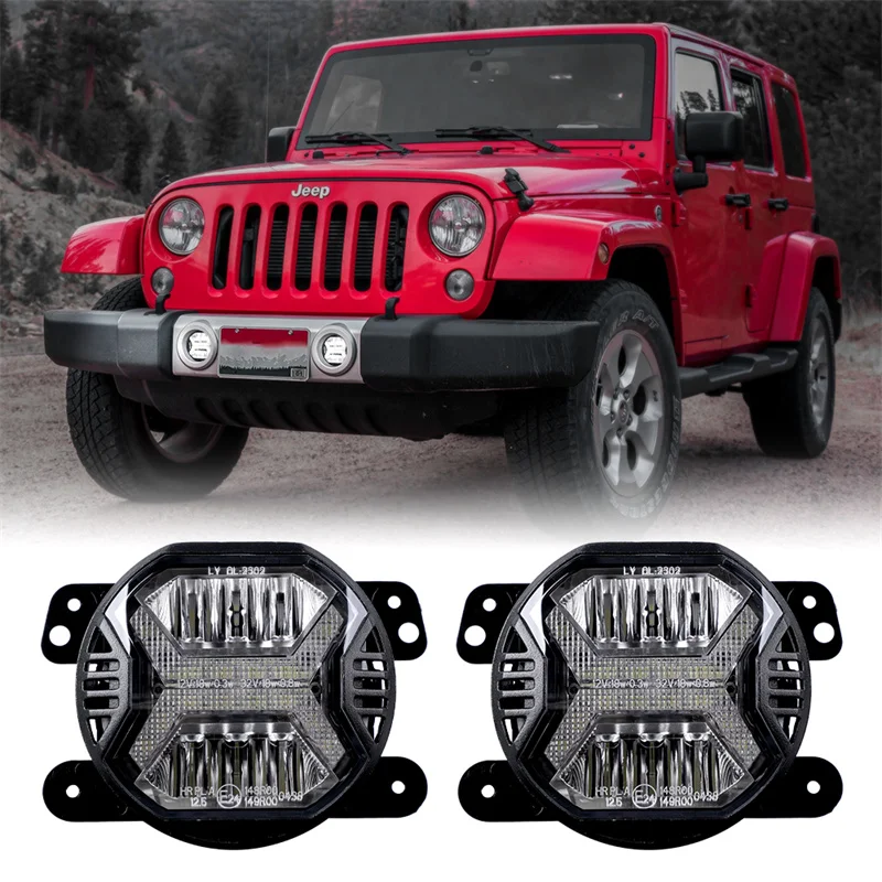 

4Inch Round Led Fog Lights With White Halo Ring DRL Off Road Fog Lamp For Jeep Chevrolet Wrangler JK TJ LJ Dodge Journey Niva