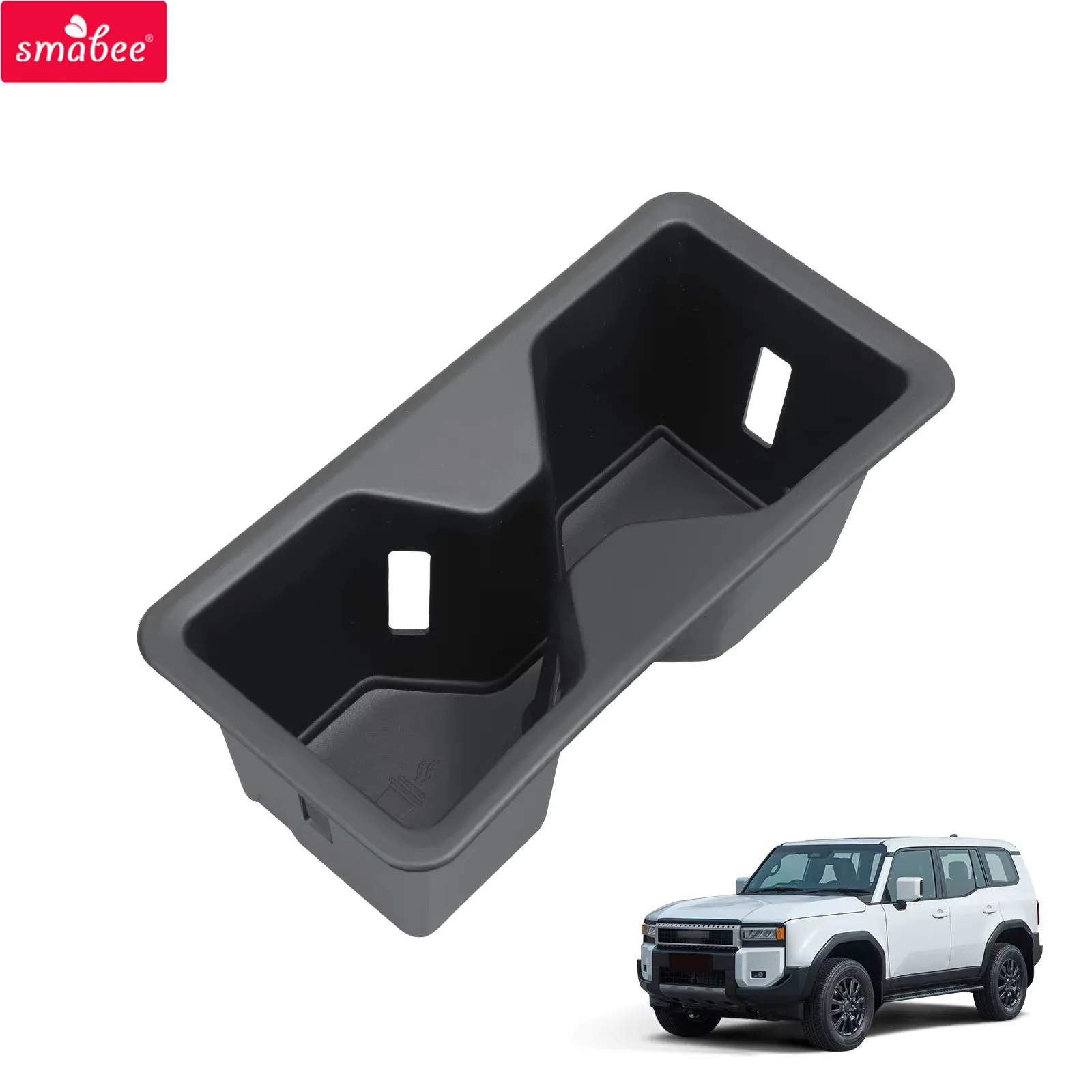 Smabee for Toyota Land Cruiser Prado 250（LC250）2024‑2025 TPE Center Console Cup Holder Insert Tray Anti‑Slip Black Accessories