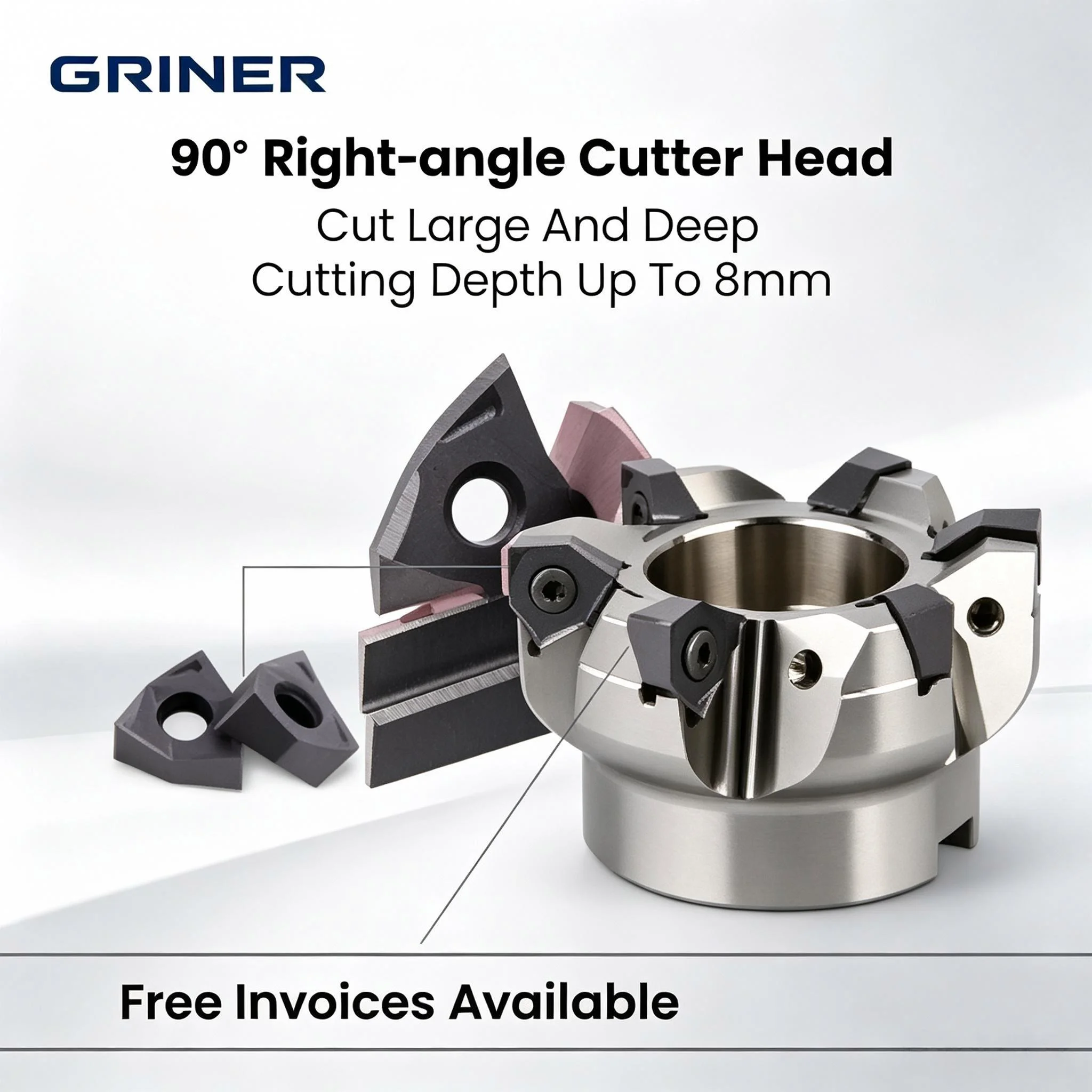 90-degree right-angle rapid feed milling cutter head MFWN90 double-sided hexagonal CNC flat roughing cutter head