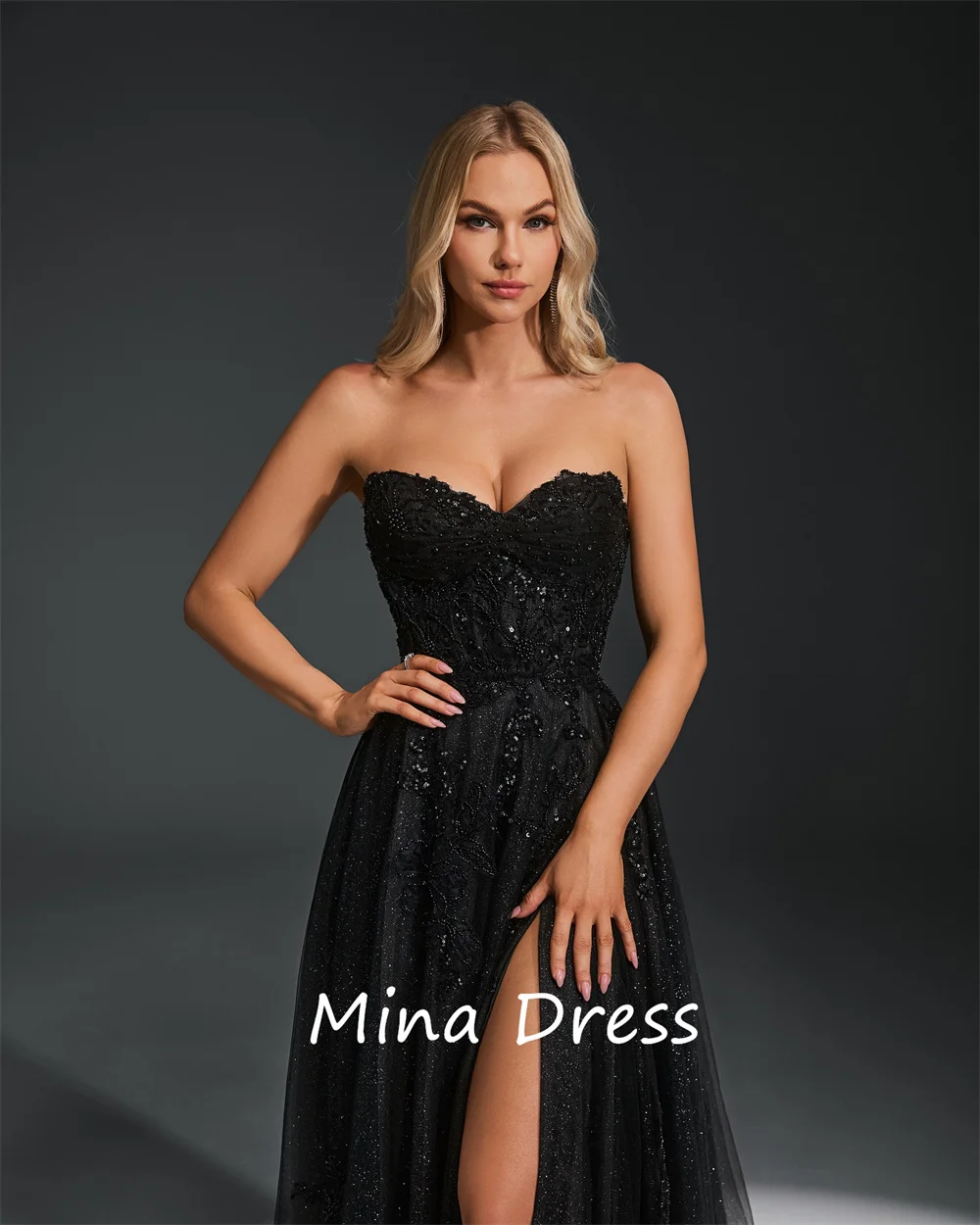 فستان مينا مخصص على شكل كرة لامعة على شكل زهرة فستان سهرة نسائي فاخر بدون أكمام أنيق للحفلات مناسبة خاصة للنساء