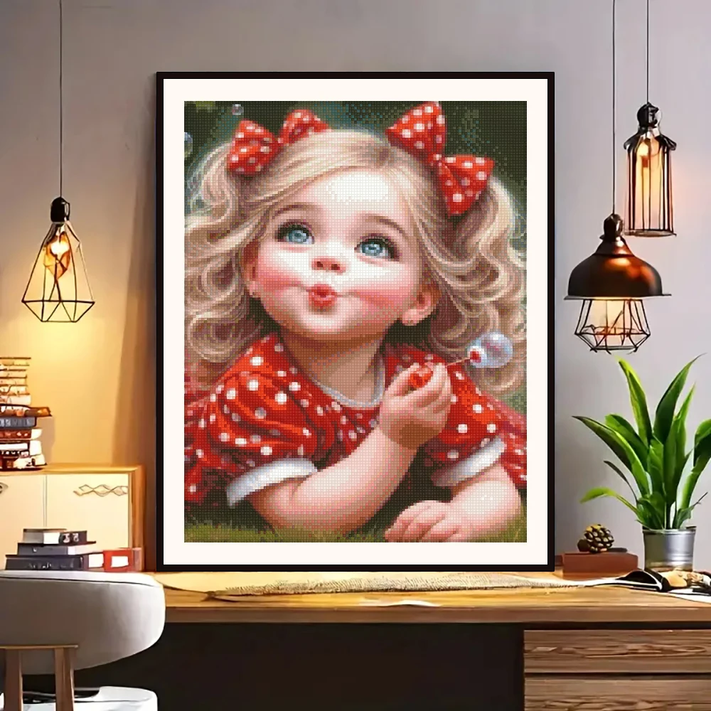 DIY Diamond Painting Cute Sweet Baby Girl Picture Diamond Mosaic Cross Stitch Art Kit Gem Inlay DIY Gift Decoration Painting