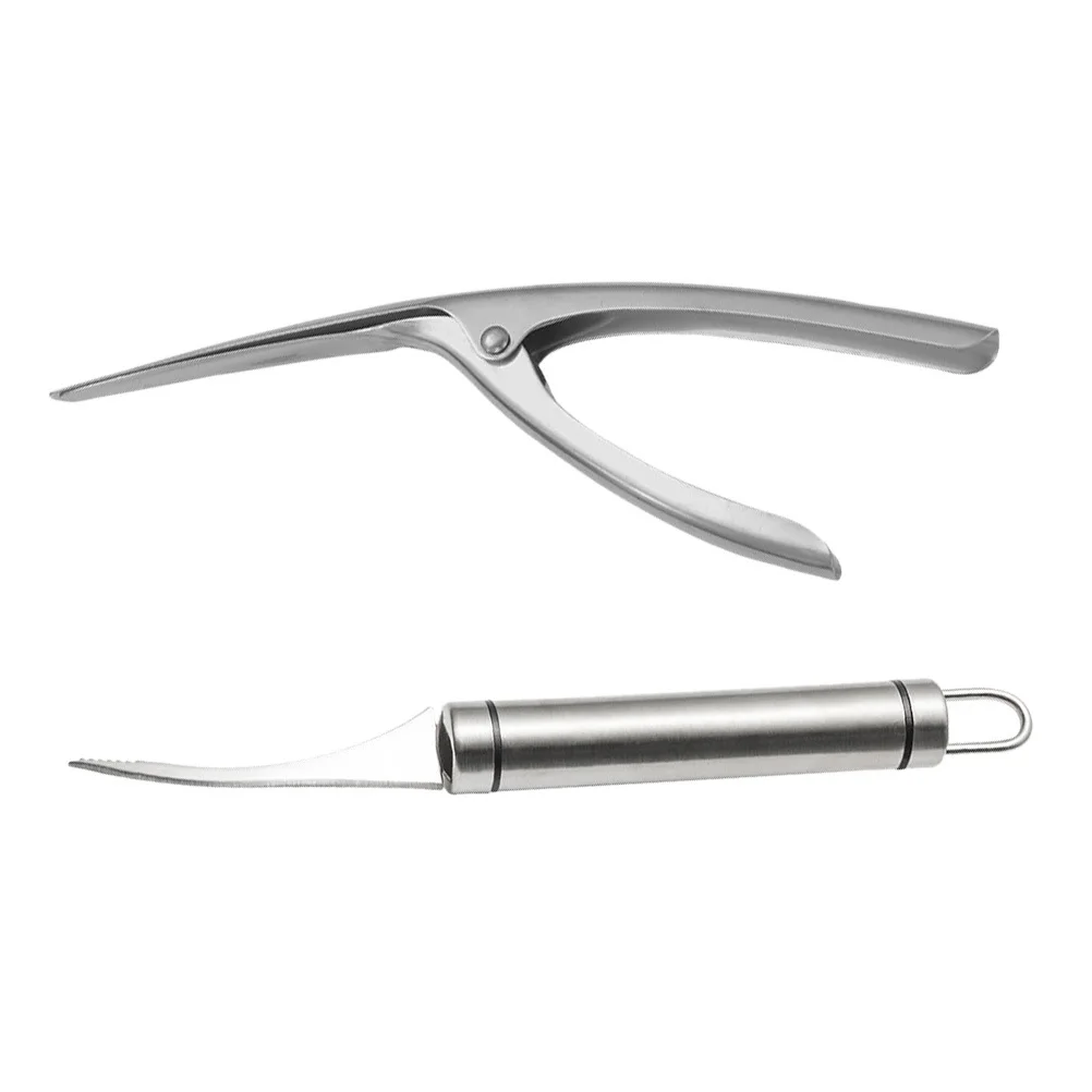 

1Set Shrimp Cleaner Stainless Steel Peeling Tools Wood Handle Prawn Peeler Kitchen Gadget Set Shrimp Peeler