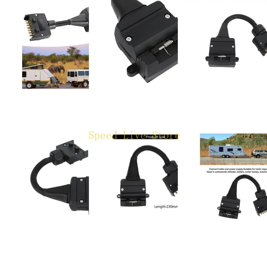 547C Universal 7 Pin To 12 Pin Trailer Connector For Farming Machinery Camping Towing