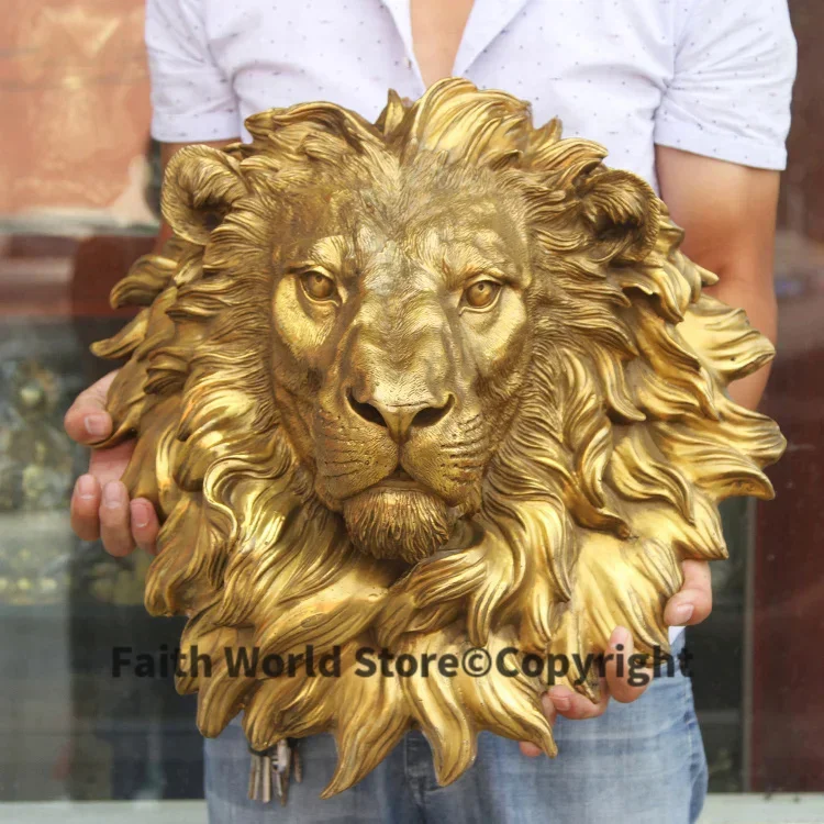 Large Huge - HOME Shop company hall wall TOP COOL decorative art thriving business Money Drawing brass Africa lion art statue