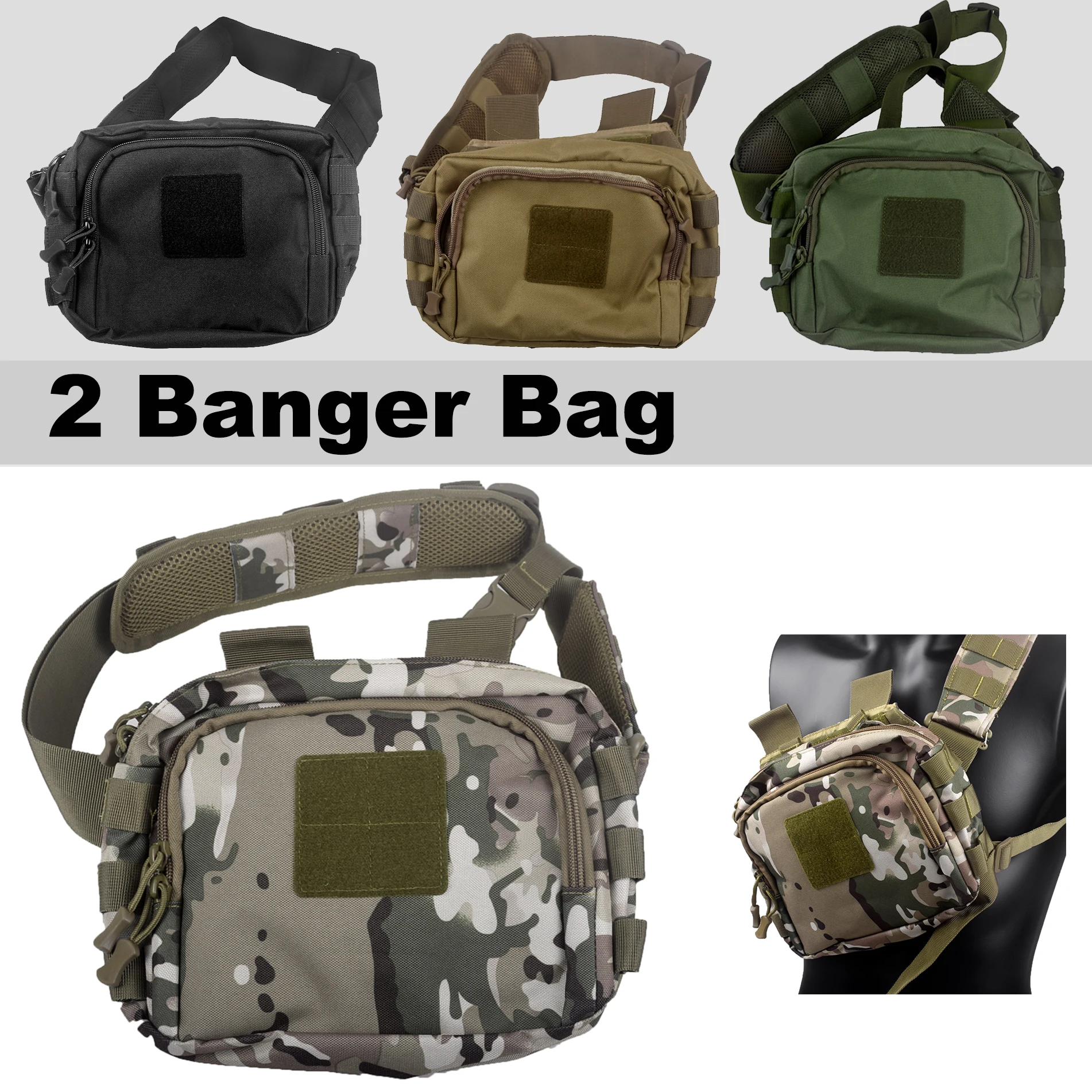 2 Banger Bag Quick Release Messenger Range Bags Carryall AR M4 Magazine Pouch Crossbody Sh*oting H*nting Gear Nylon