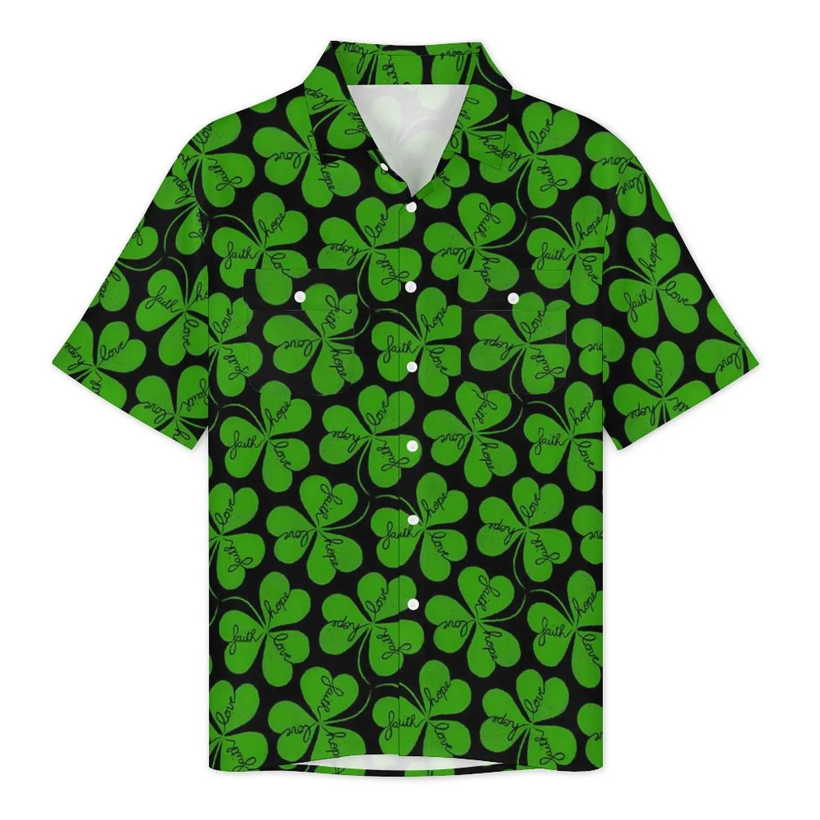 St Patricks Day Hawaiian Shirt For Man Beach Green Shamrock Casual Shirts Short Sleeve Breathable Graphic Loose Oversize Blouses