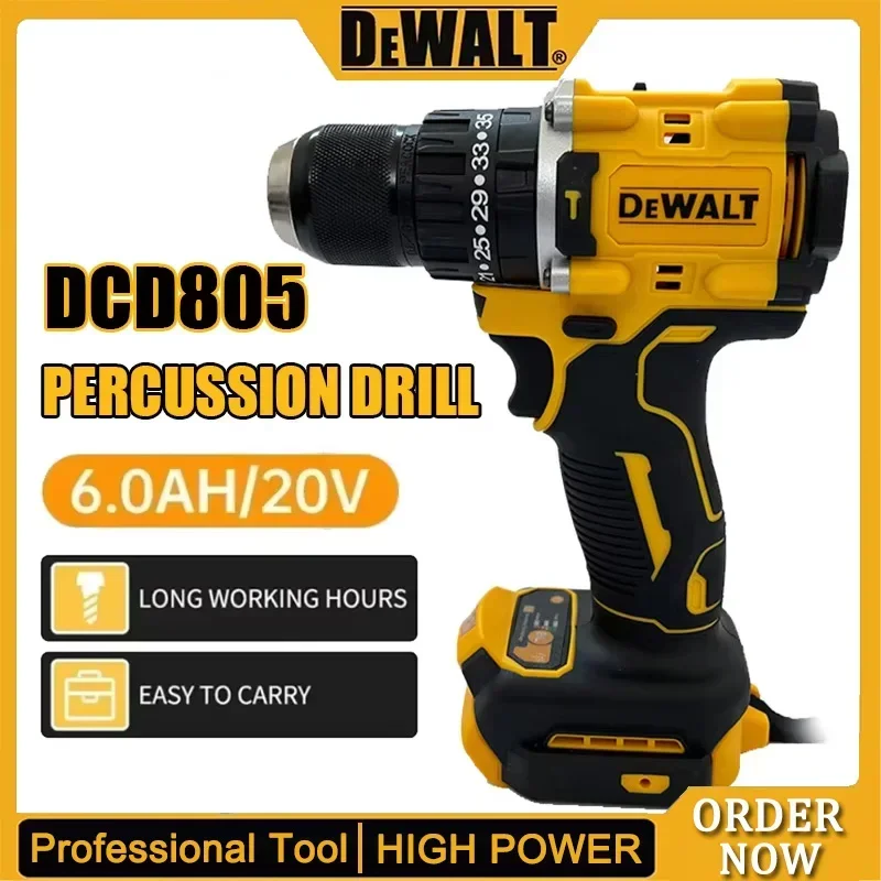 DEWALT DCD805 مثقاب كهربائي بدون فرشاة مفك كهربائي لاسلكي أصلي متعدد الوظائف مثقاب يدوي 20 فولت أدوات كهربائية