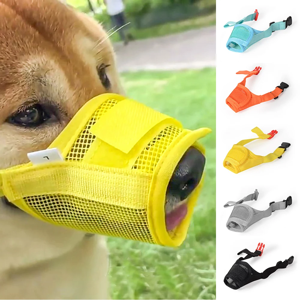 Mesh Dog Mouth Muzzles for Large Small Dog Mouth Cover Grooming Mask Anti Biting Chewing Safety Breathe Pet Training Accessories