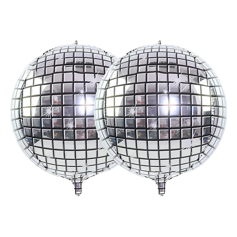 2/4/6 Stück 4D Silberne Disco-Kugel-Ballons 10/15/22 Zoll Metallische Disco-Folienballons Set für Disco-Party Hochzeit Geburtstagsfeier Dekoration – Detail 3