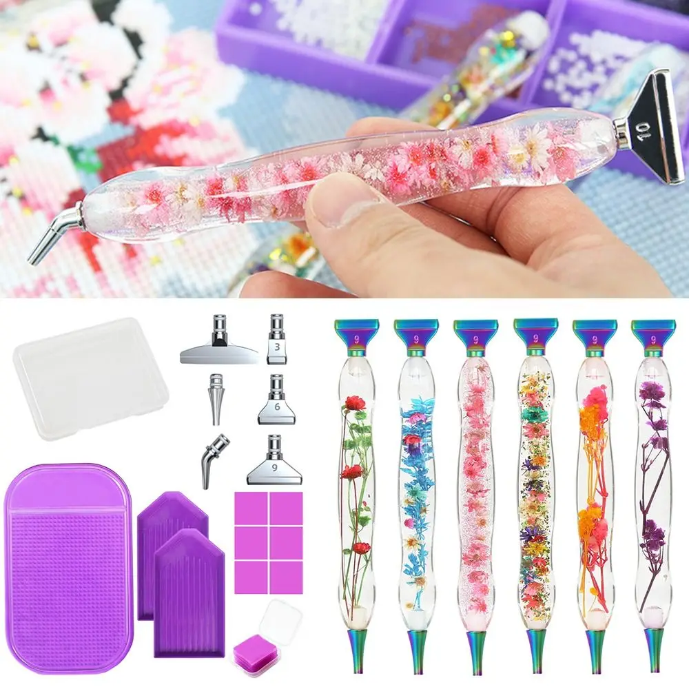 5D Resin Diamond Painting Pen Point Drill Pen Alloy Replacement Pen Heads Diamond Painting Accessories Mat Glue Clay Tray Kit