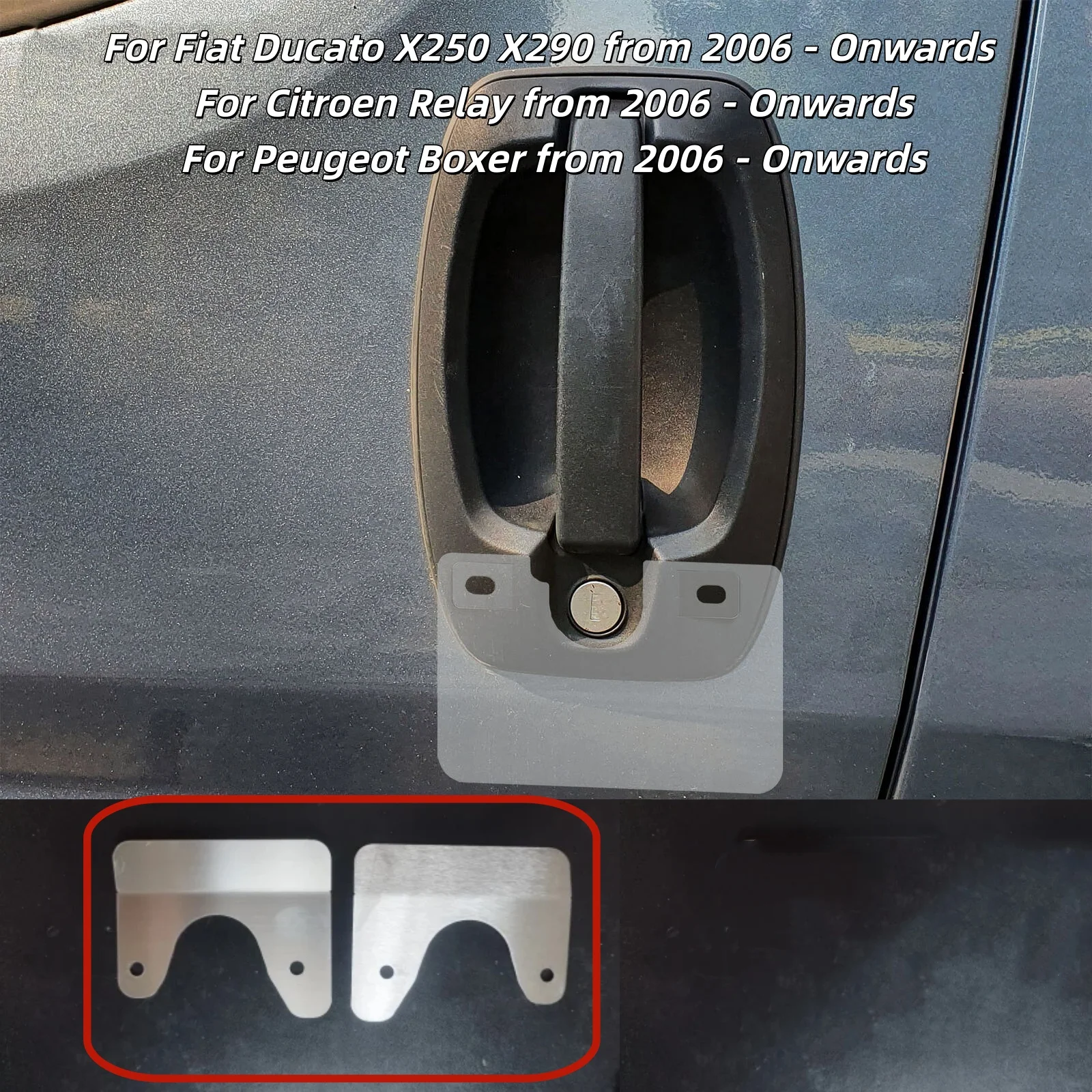 ل سيتروين التتابع فيات دوكاتو بيجو الملاكم 2006 فصاعدا مقبض الباب برو لوحة الفولاذ المقاوم للصدأ وخز وقف حماية ضد السرقة