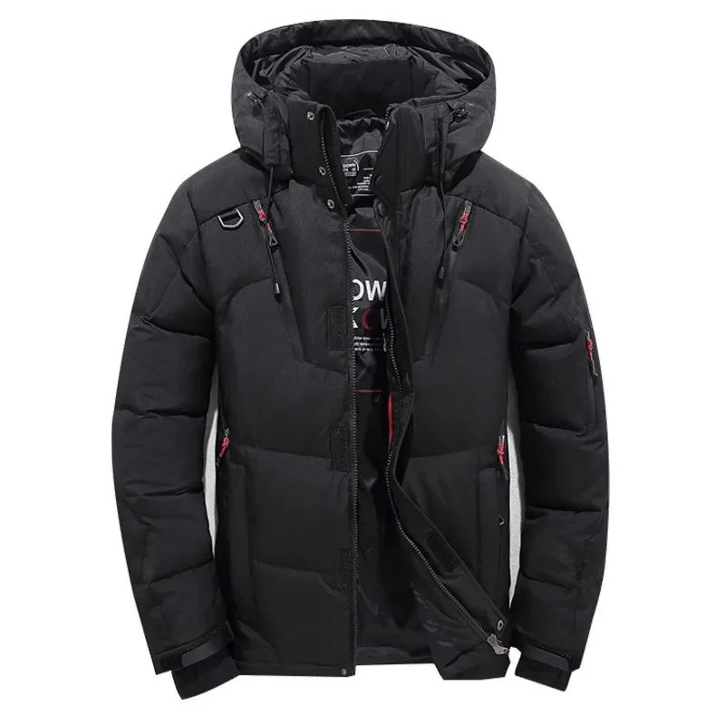 New Youth Men's Winter Short Down Jacket Thick White Duck Down Sports Outdoor Skiing Jacket Multi Zipper Pocket Coat trendypark