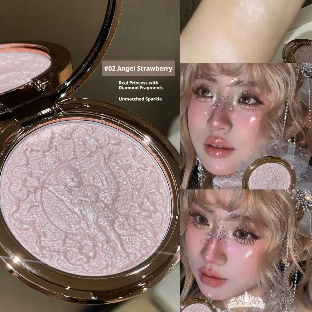 Vintage Angel Carved Highlighter Palette Diamond Shimmer Powder Long Lasting Brightening Multi-purpose Face Cheek Eye Makeup