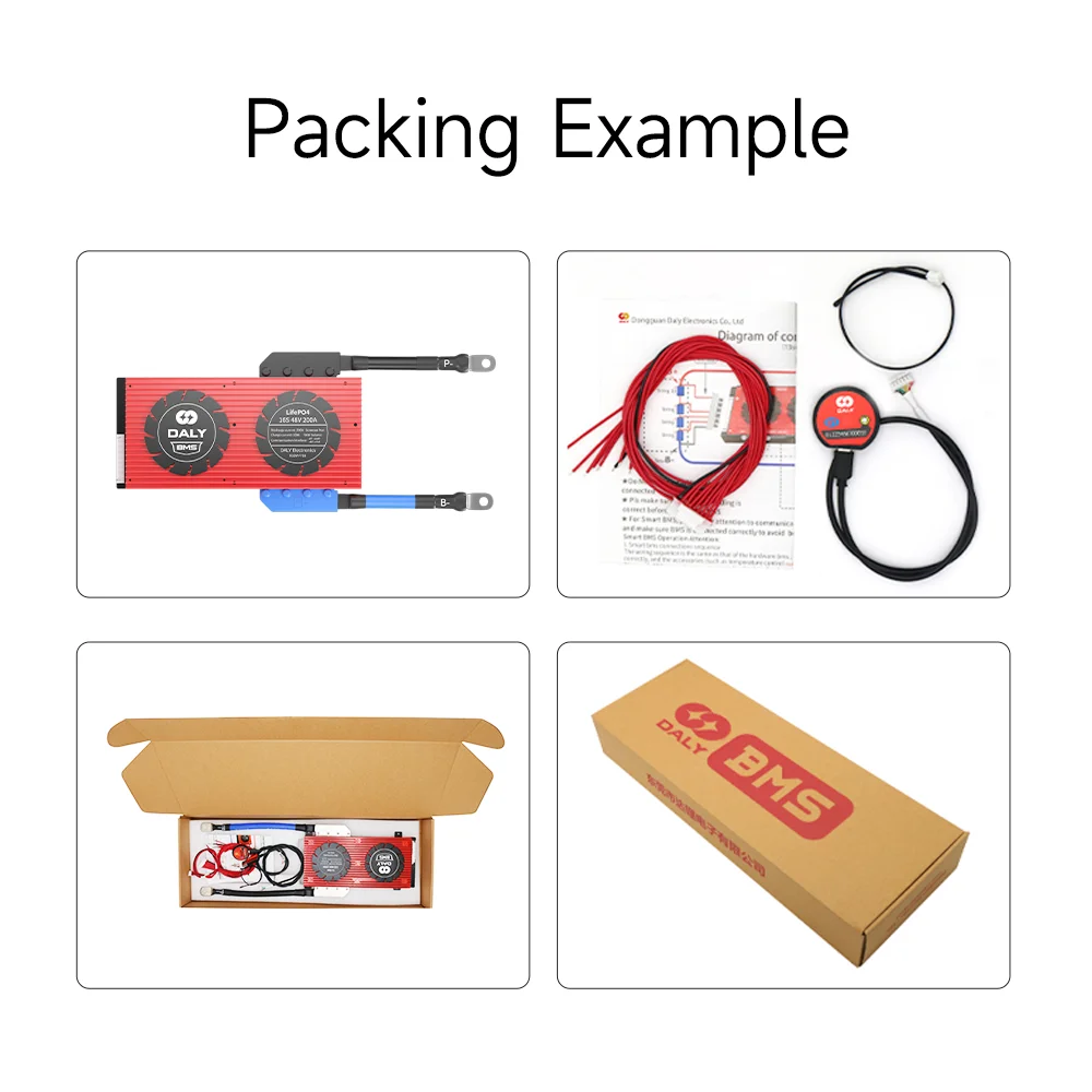 Daly Smart BMS 16S Lifepo4 Li-ion 18650 Battery 48V 30A 40A 60A 80A 100A 120A 150A 200A 250A Bluetooth Balance Solar Inverter