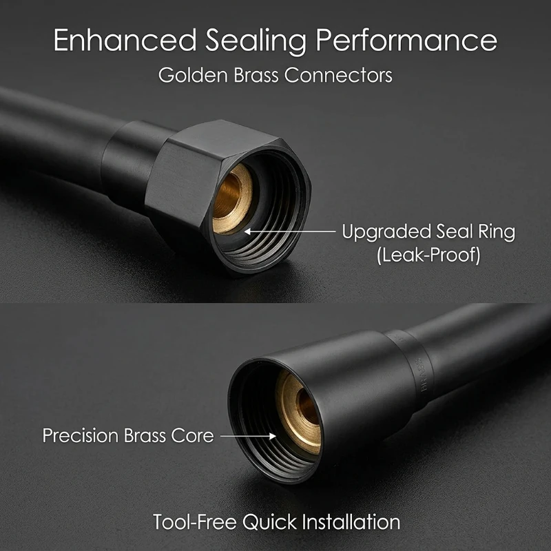 1.5/2m PVC Handheld Shower Head Hose Flexible Anti Winding Explosion-proof Water Tube Bathroom Faucet Hose Extension Pipe view 3