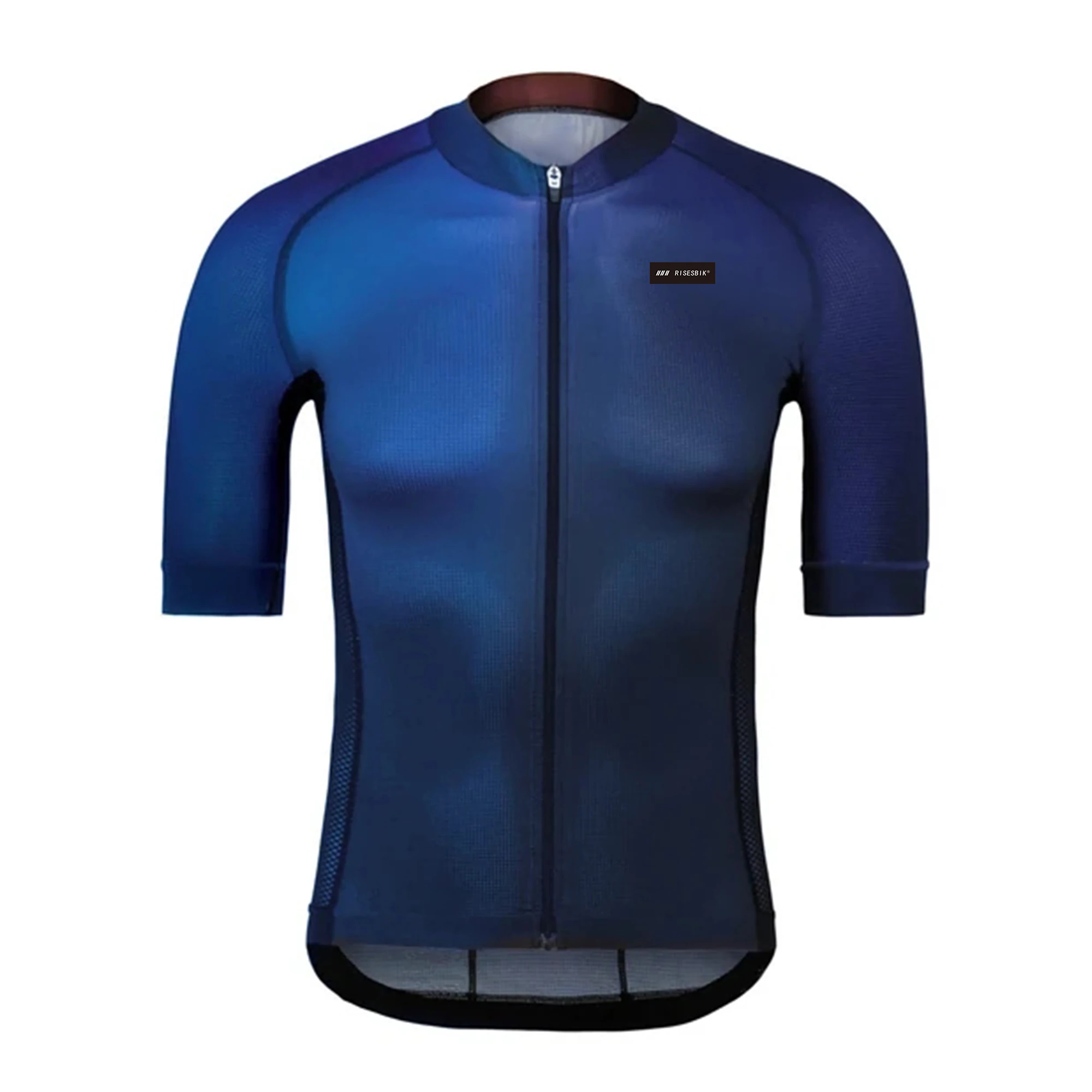 RISESBIK Men Cycling Jersey Zipper Pocket Short Sleeve Bicycle Jeresy Cycling Clothing Silicone Non-slip Ropa Maillot Ciclismo