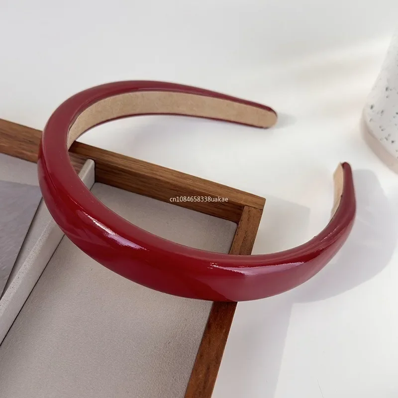 Fashion Temperament Hair Hoop Wash Face Hair Band Retro Red Leather Sponge Headband for Woman Girl Party Hair Accessories Gifts