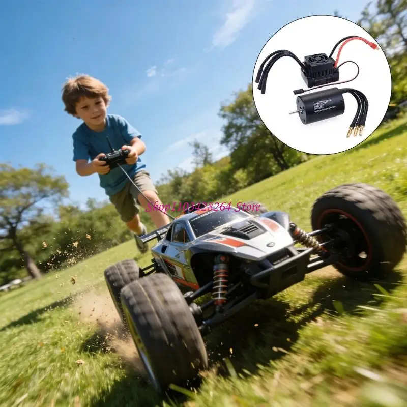 

High Efficiency 3650 Electric Motor And 60A Waterproof Electronic Unit For 1/10 Scale Remote Control Featuring Advanced Heat