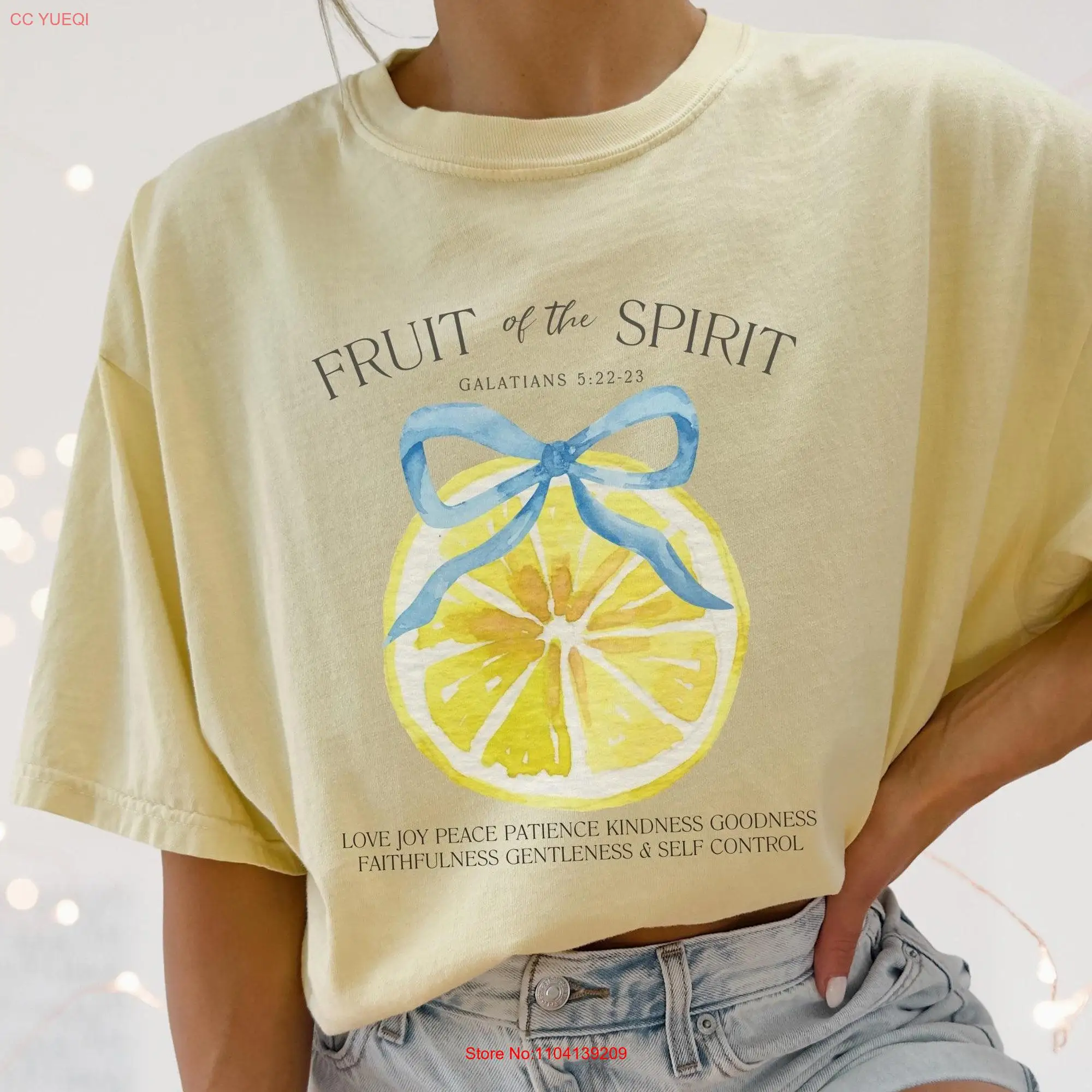 Fruit of the Spirit Christian T Shirt Coquette Aesthetic Bible Verse Lemon Trendy Girly Preppy Women's Faith Apparel