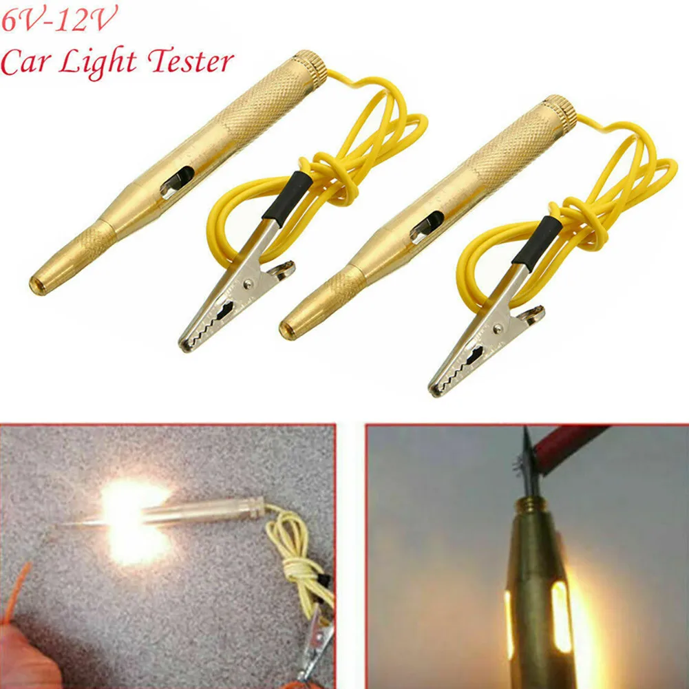 2x Test Light Probe Pen Car Auto Circuit Fuse Copper Pencil DC 6V/12V/24V Voltage Tester Good Tensile Strength