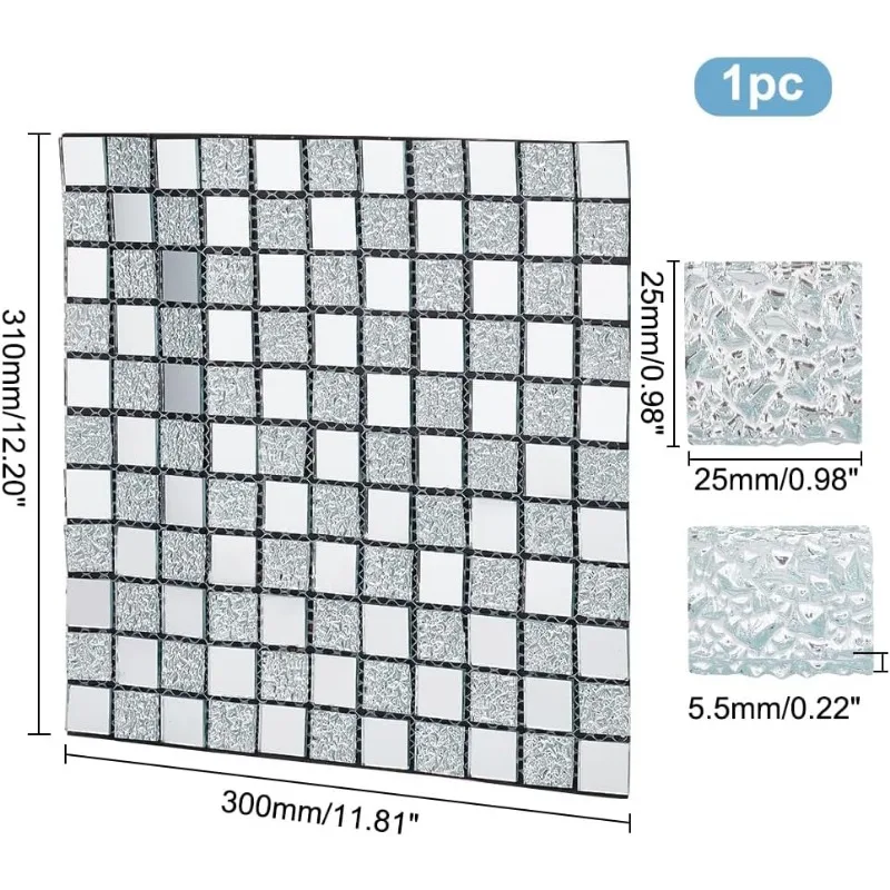 1szt Kwadratowe płytki lustrzane 11.8x12.2inch Samoprzylepna skórka do dekoracji wnętrz Pokój dzienny Sypialnia Łazienka Prysznic