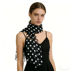 Women's Polka Dot Georgette Scarf 160x50cm - Lightweight Chiffon Shawl for Spring/Summer Fashion, Sun Protection, Beach & Travel