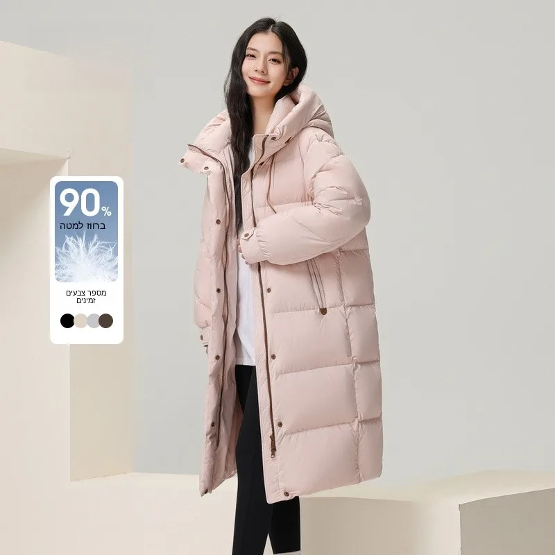 

Snowy Flight Autumn 2026 Women's Long Hooded Thiened Knee-Length Casual Faion Korean Version Loose down Jaet