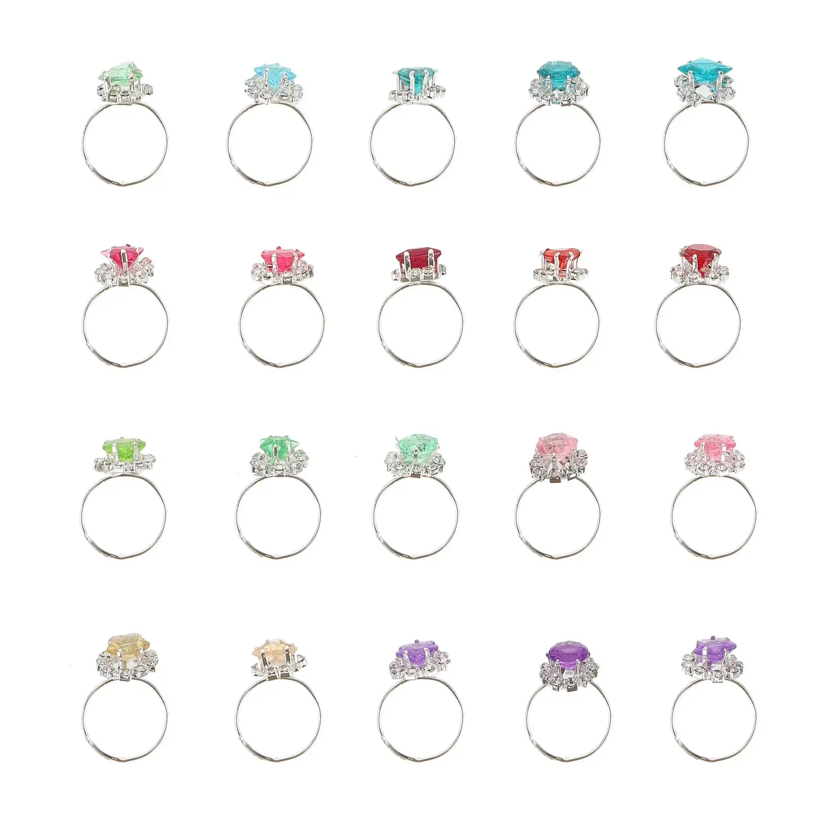 

20 Pcs Simulation Rings Crystal Imitation Diamond Child Kids Gifts Fingers Alloy Girls Plaything Birthday Party Toys
