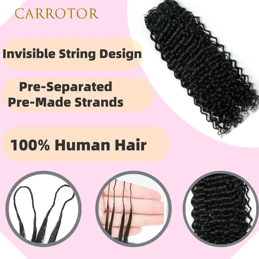 Water Wave Feather Crochet Braid Hair Extensions Knotless Pre-Separated Crochet Hair Extensions Human Hair