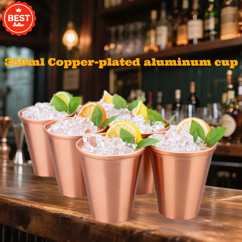 

350ml Copper Plated Aluminum Beaded Mug Lightweight Retro Drinking Cup for Bar Kitchen Home Party Use Gift Tableware