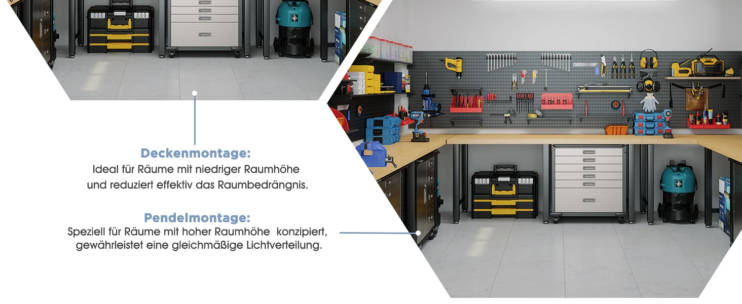 2/4 Stück 60 cm LED-Röhrenleuchte 20 W, 4000 K 2200 lm IP65 wasserdicht, verbindbare LED-Deckenleuchte für Garage, Werkstatt, Keller – Detail 6