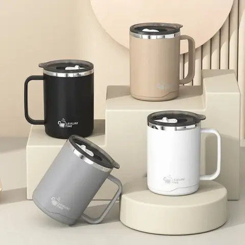 Double Wall Insulated 304 Stainless Steel Coffee Mug Leak Proof Travel Cup with Handle for Adults and Students