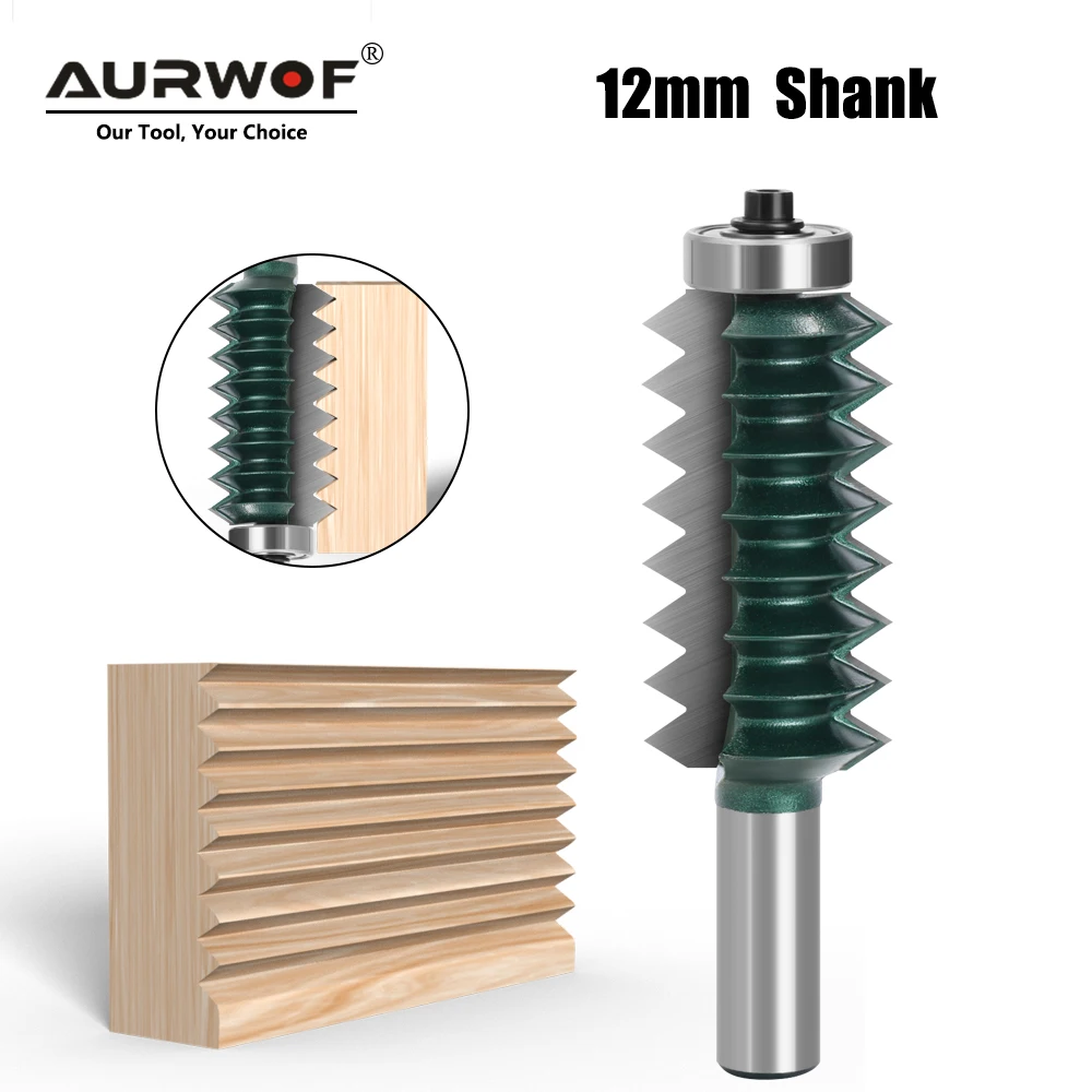 AURWOF 12mm Shank Finger Joint Glue Milling Cutter Raised Panel V Joint Router Bits For Wood Tenon Woodwork Cone Tenoning Bit