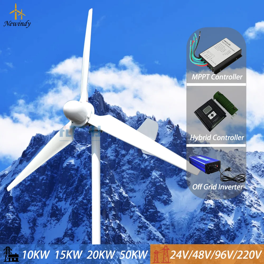 

20KW 30KW Wind Turbine Generator Complete Set 48V 220V Magnet Motor Free Energy Windmill With MPPT Controller Off Grid Inverter