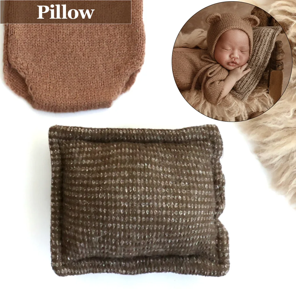 Ensemble Enveloppements Photographie Nouveau-Né Tricot Avec Chapeau Ours Et Oreiller