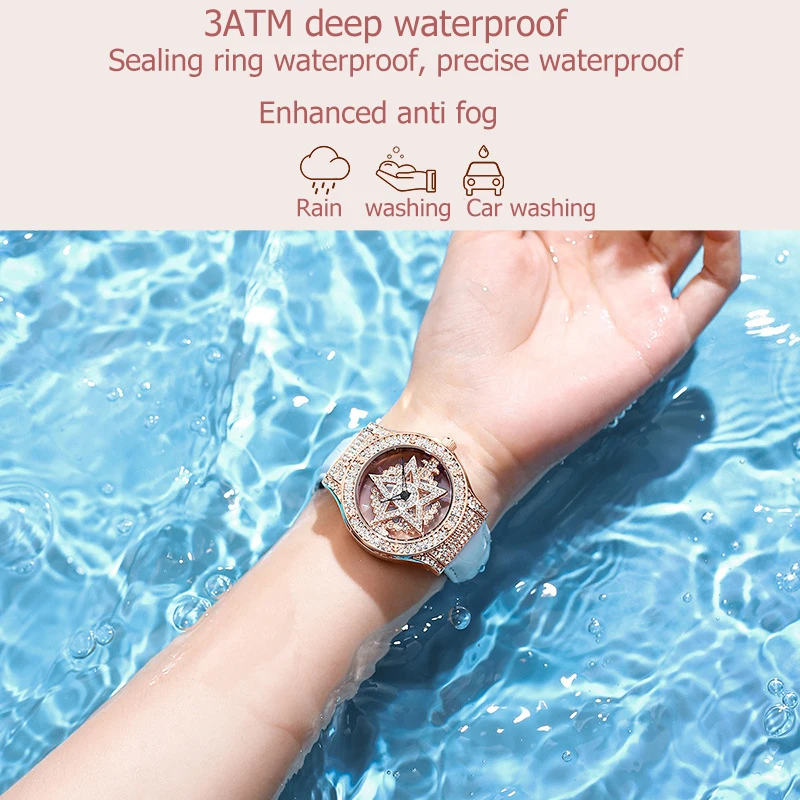 ساعة كوارتز نسائية موضة فاخرة ماركة uالتايلاندية H164 درجة دوران 360 درجة مقاومة للمياه ساعات نسائية جلدية مريحة هدية