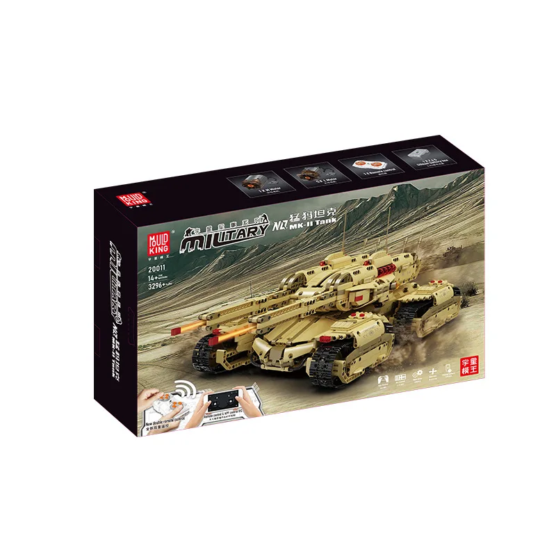 MOULD KING 20011 High-Tech Toy Bricks APP RC Military Mammoth Tank MKII