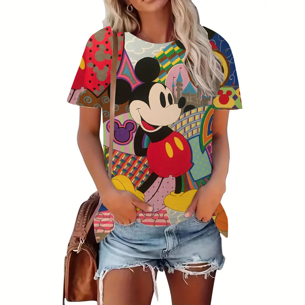 T-shirt manches courtes femme, humoristique et décontracté, avec dessin animé Disney, Minnie, Kawaii At Y2K