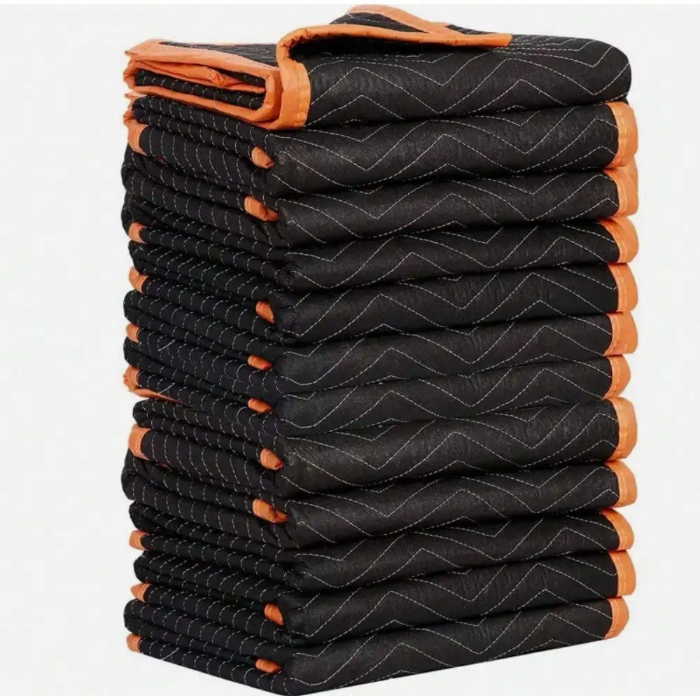Pacote com 12 cobertores móveis 39,1 "x 72" almofadas acolchoadas para móveis pretas