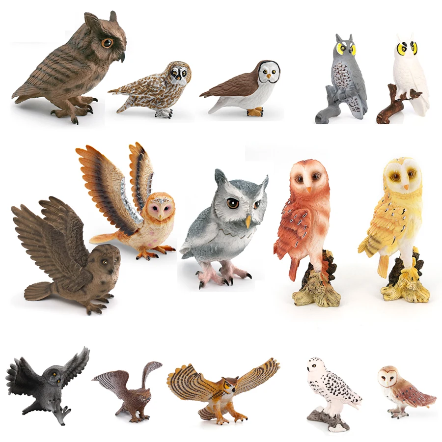 Realistic Snowy Owl Eagle Owl Barn Owl Plastic Model Figure Wildlife Hand Painted Figurine Educational Birds Play Toys