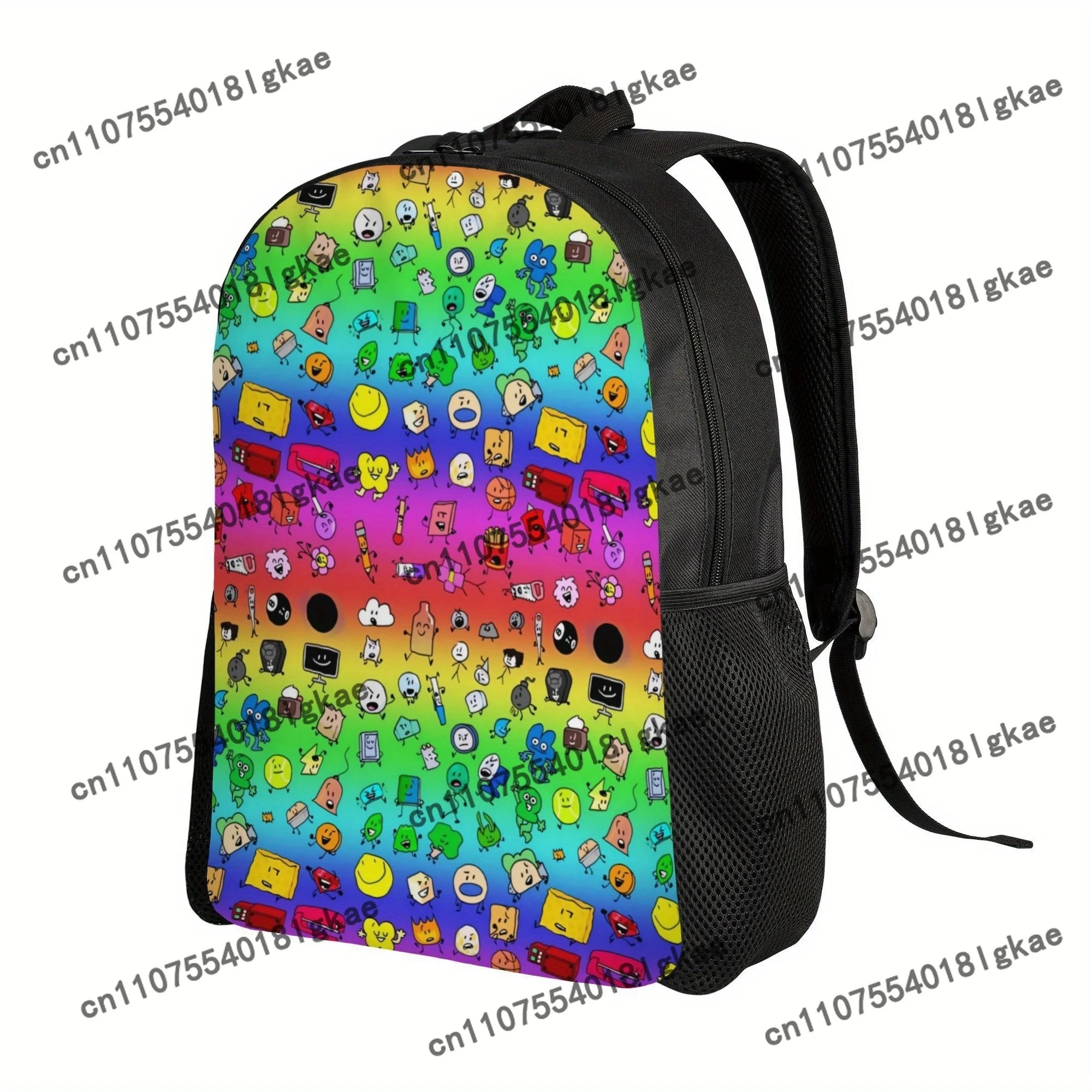 ZLIENSZUS BFDI Backpack - Everyday Single Layer School Bag with BFDI Characters (Rainbow Colors), Lightweight Backpack for Colle