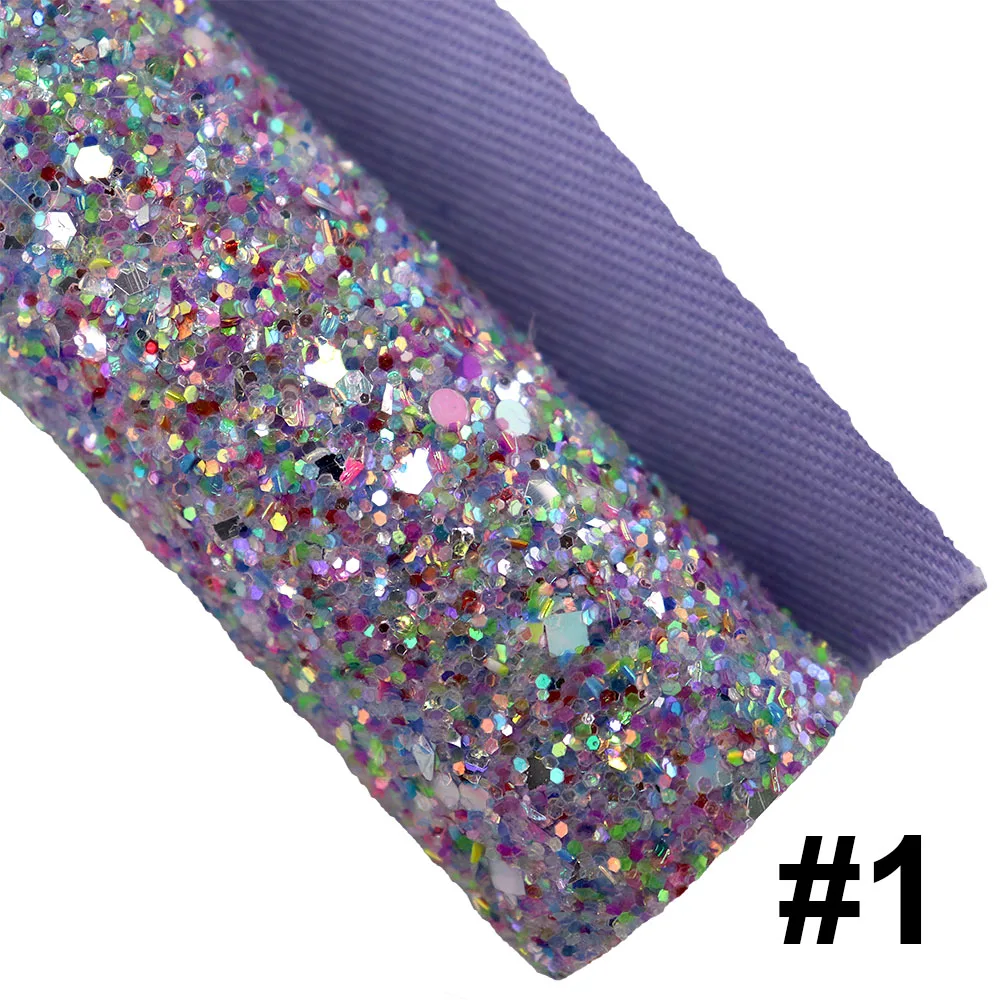 30cmx134cm Mix Color Chunky Glitter Fabric With Same Color Backing  Leather For Earring Bows Decorations DIY AY286