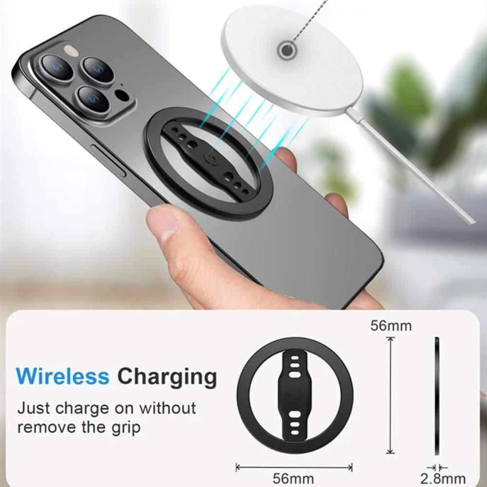 Magnetic for Magsafe Phone Holder Ring Wireless Charging Car Phone Holder Multi-function Removable Phone Grip Stand Working