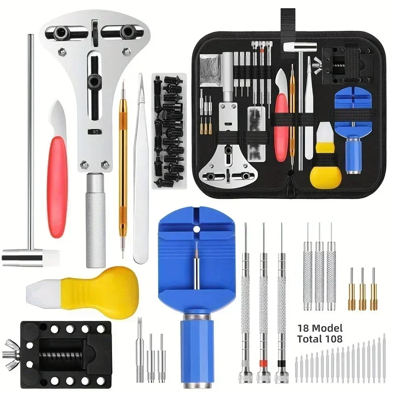 147-Piece Clock Maintenance Hardware Tools Watch Maintenance Open Back Cover Remove Strap Repair Kit