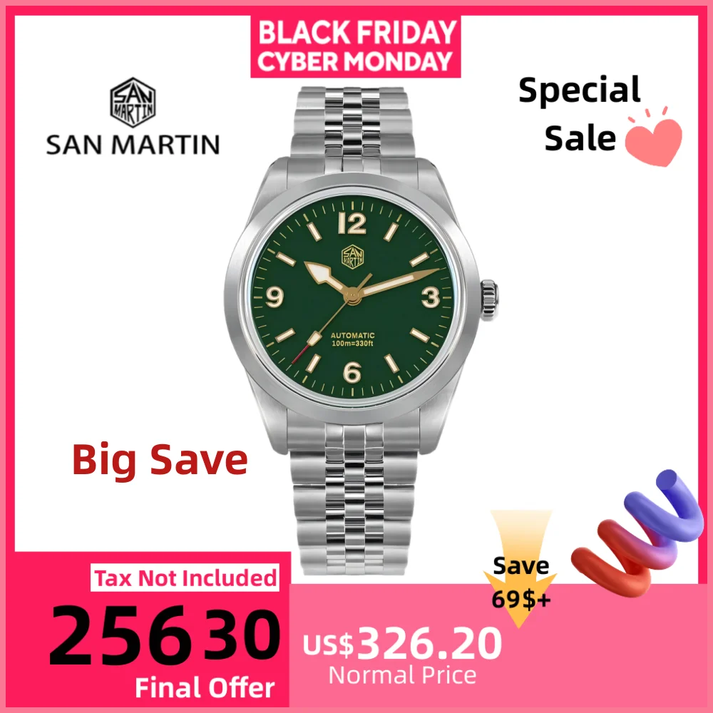 

San Martin 38 мм часы для мужчин 5-звенный браслет PT5000/SW200 механические наручные часы роскошные BGW-9 Lume 100 м водонепроницаемые SN0107B