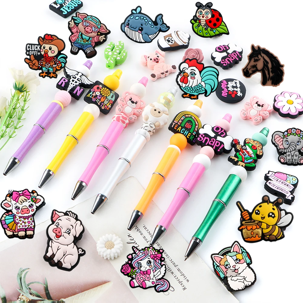 Kovict 5~20Pcs New Animals Silicone Focal Beads Animal Theme For Jewelry Making DIY Necklace Bracelet Pen Keychain Accessories