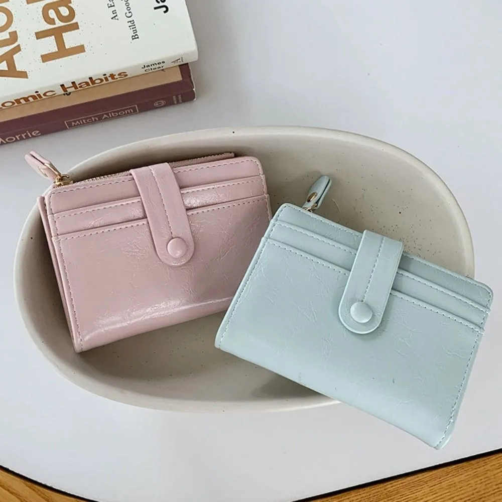 

Small Retro Women's Wallet Zipper Card Holder Pu Short Wallet Ultra Thin Multi-function Coin Purse Student