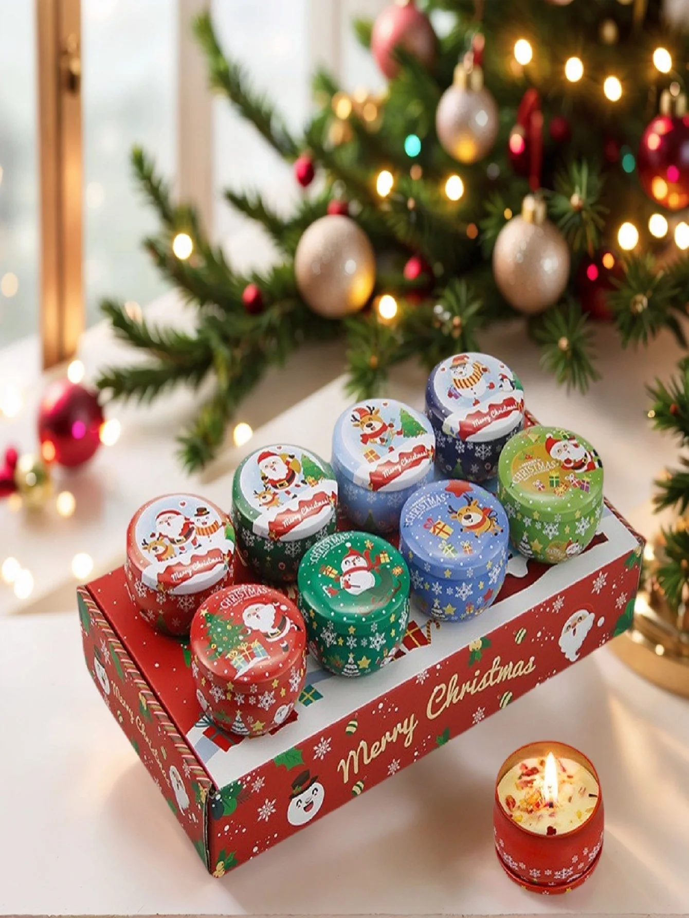 Bougies d'aromathérapie de noël, père noël, bonhomme de neige, canettes en étain, décoration de noël pour la maison, nouvel an 2025